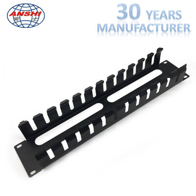 2U Height 12 Slot Metal 19 Inch Rack Mountable Horizontal Cable Manager For Network Installations