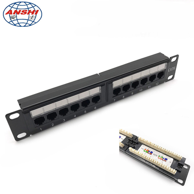 1U 10 بوصة 12 منفذ CAT5E CAT6 UTP Rack Mount Patch Panel 110 IDC Type