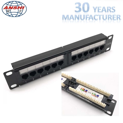 1U 10 '' بوصة 12 ميناء CAT6 UTP رف جبل لوحة التصحيح 110 نوع IDC