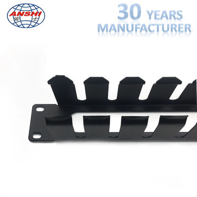 12 Ports 1U Horizontal Cable Manager Black 19 Rack Cable Management  With Cover