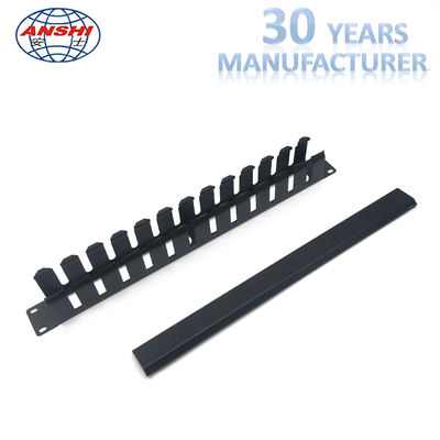 12 Ports 1U Horizontal Cable Manager Black 19 Rack Cable Management  With Cover