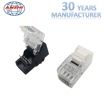 العاج Cat5e RJ45 لكمة أسفل جاك / ABS Toolless حجر الزاوية جاك الطلاء الذهبي