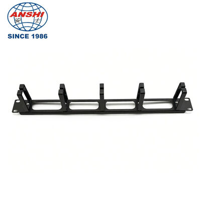 مدير كابلات أفقي قابل للتركيب على رف بارتفاع 1U وعرض 19 بوصة مع 5 حلقات لإدارة كابلات الشبكة