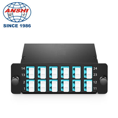 24F OM4 MPO/MTP كاسيت النوع A 2 MPO-12 إلى 12*LC مزدوج FHD LGX منخفض الفقد متوافق مع Panduit لمركز بيانات 40G/100G